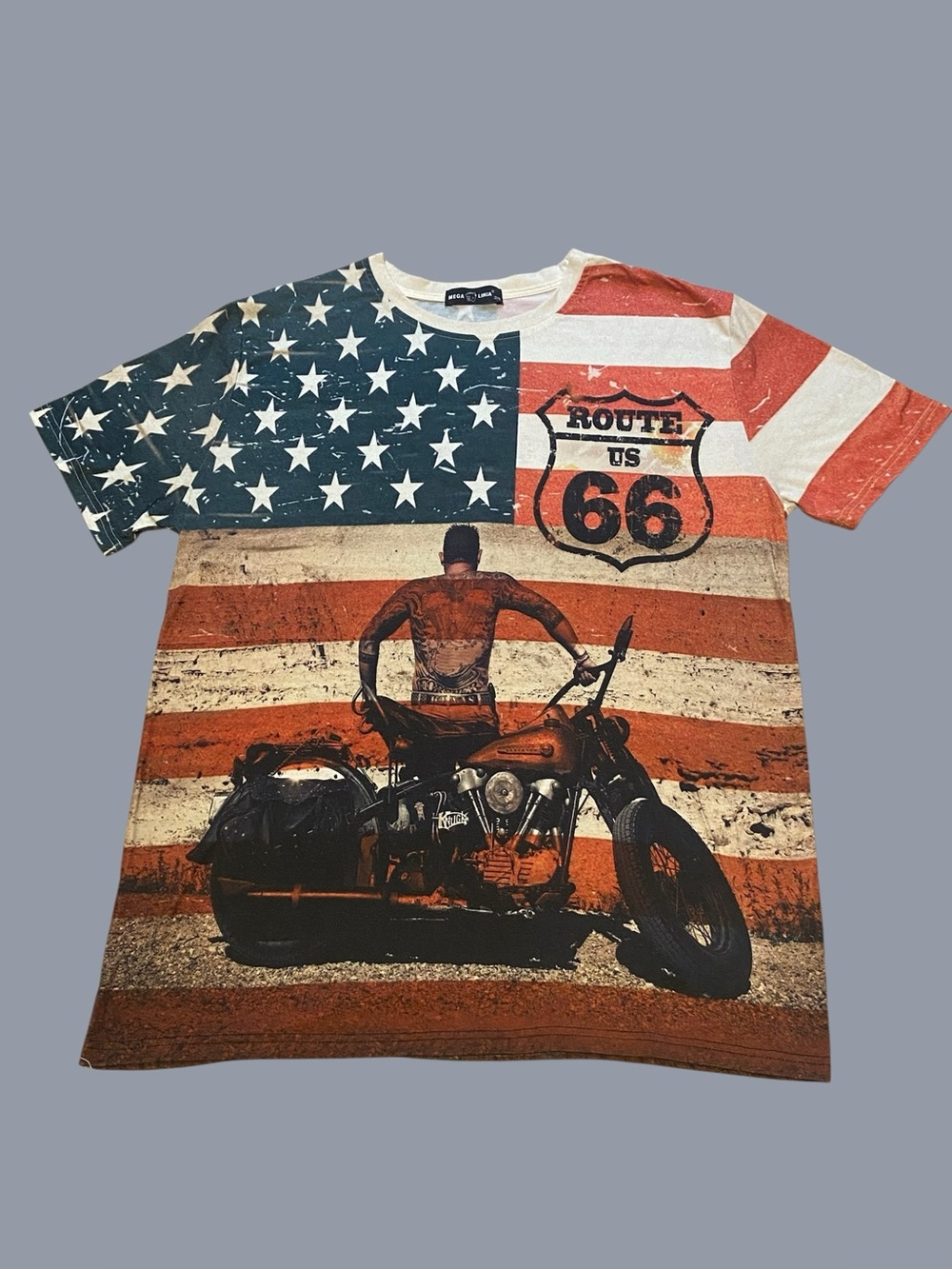 Route 66 US Patriotic American Flag Graphic T Shirt Men’s 3XL